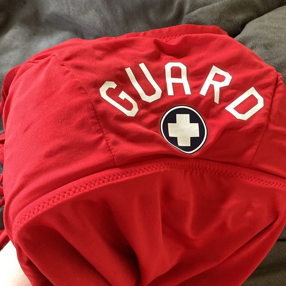 Red Lifeguard one piece swimsuit - Picture 3 of 3